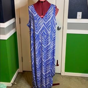 White and blue maxi dress